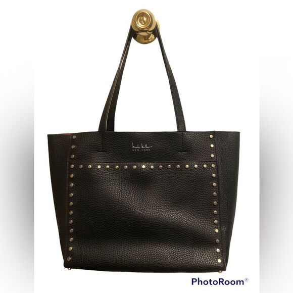 Nicole Miller New York Black Hudson Studded Tote Bag + Insert - Picture 1 of 15